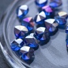 15568 Бусина "Сердечко" стекло, синий радужный, 10x10мм