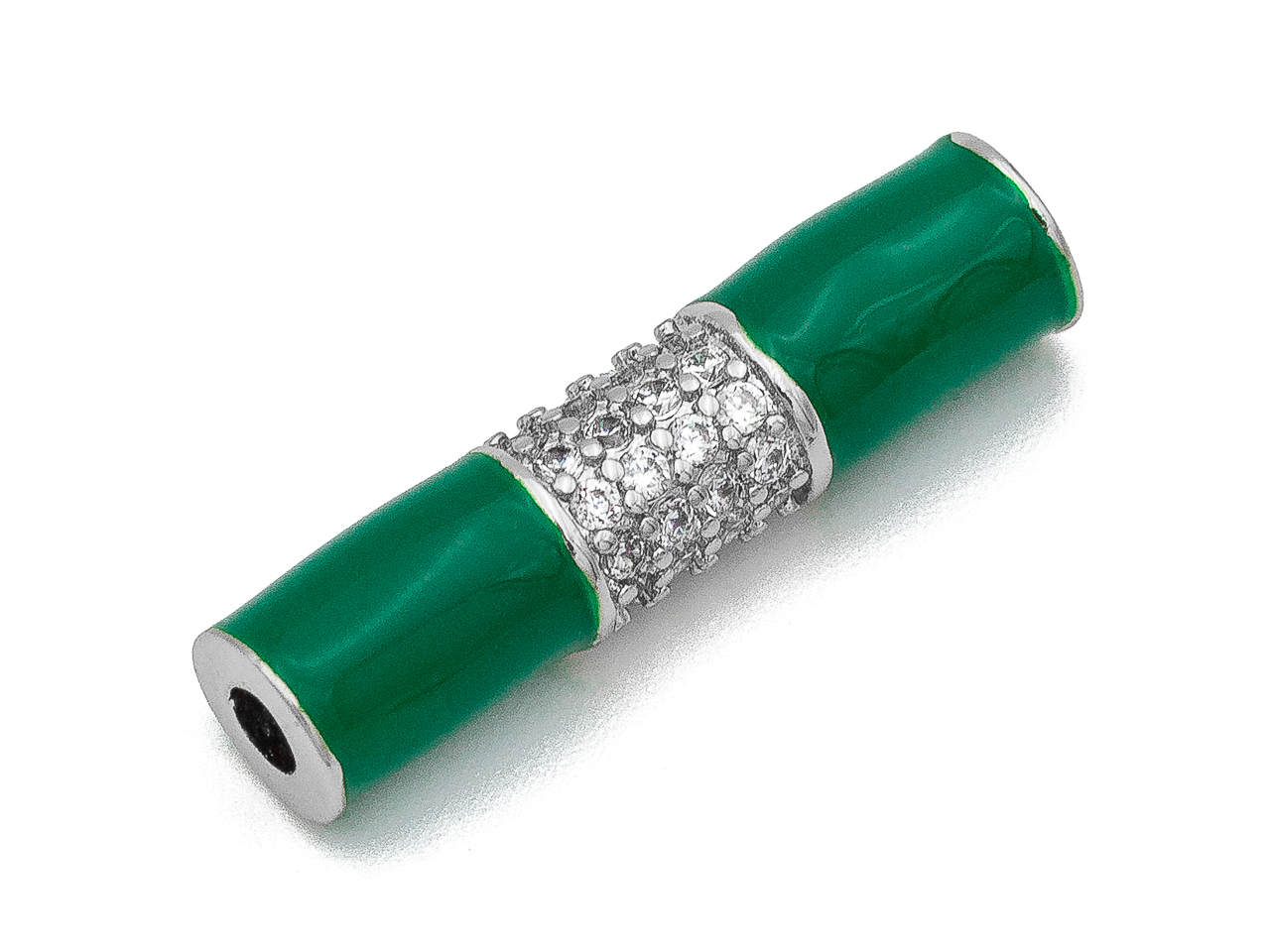 68539-з Спейсер трубочка с эмалью, 20 мм, зеленый, родирование