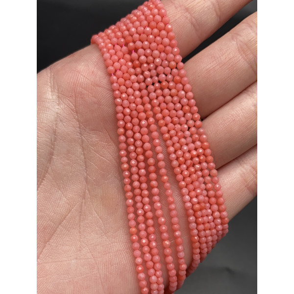 13624 Коралл, ярко-розовый, шарик огранка, 3 мм, нить 38 см
