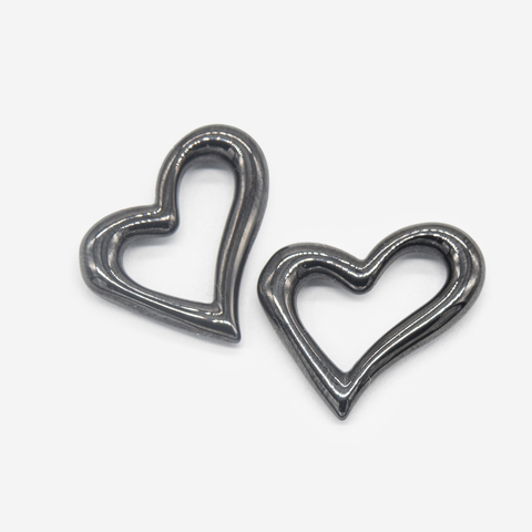 кер-63ч Элемент из ювелирной керамики "Сердце" 19*17мм, черный